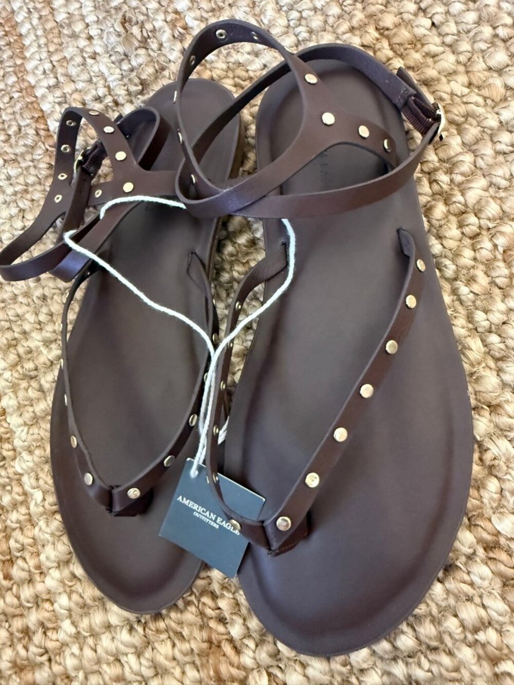 American Eagle Outfitters Studded Ankle Strap Sandal NWT Brown Size 8.5